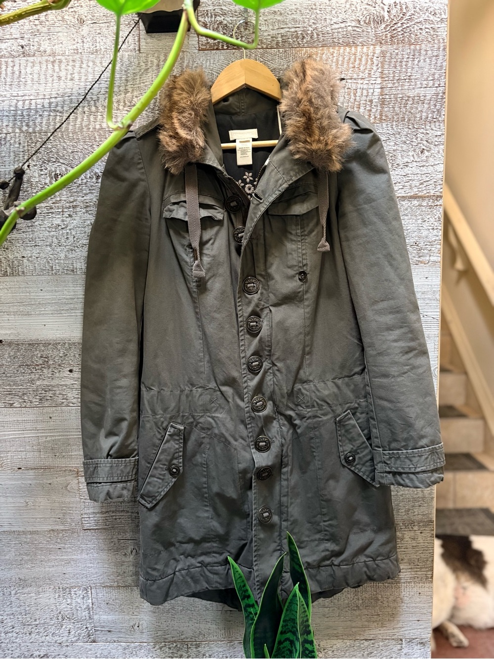 Diesel | Vintage Y2K Long Utility Winter Coat w/ Faux-Fur Hood - Women's M/8-10